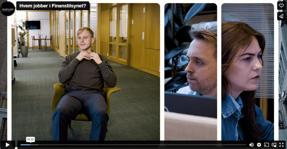 Bilde fra videoklipp om hvem so jobber i Finanstilsynet.