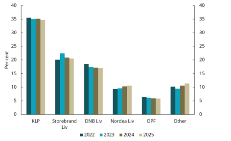 Chart 6.3 Market shares within life insurance in per cent of total assets