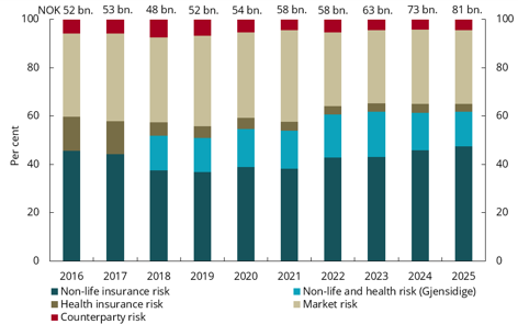 Chart 6.13 Breakdown of non-life insurers&rsquo; solvency capital requirement